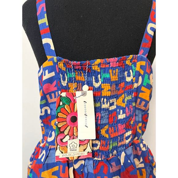 FARM Rio x Antropologie Fantastic Peplum Tank Top Medium Colorful Letter Print - Picture 7 of 7